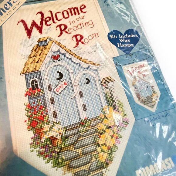 Dimensions 72558 Welcome To Our Reading Room Banner Cross Stitch Kit NEW Sealed - Picture 2 of 3